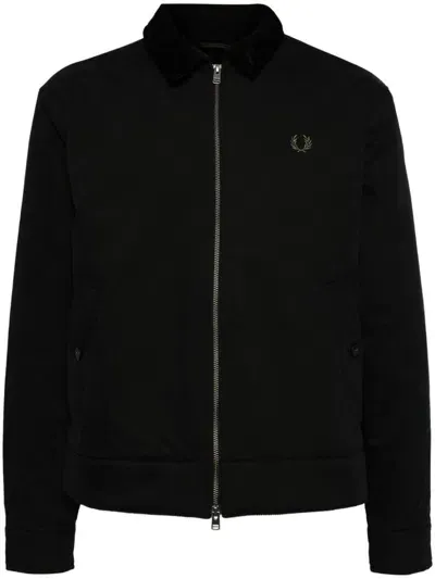 Fred Perry Logo-embroidered Zip-up Bomber Jacket In Black