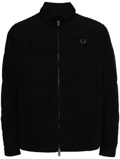 Fred Perry Logo-embroidered Zip-up Jacket In Black