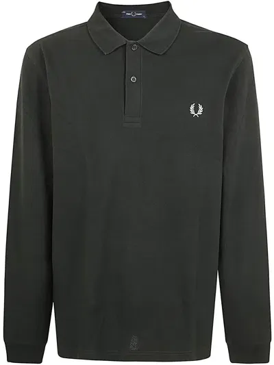 Fred Perry Long Sleeve Plain Shirt In Green