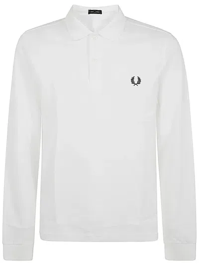 Fred Perry Crest-motif Polo Shirt In White Fabric