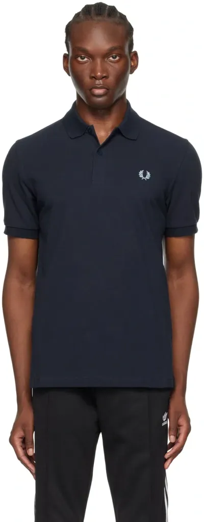 Fred Perry Navy Embroidered Polo In 795