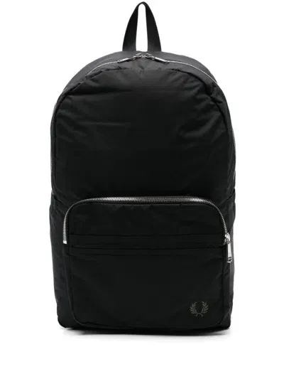 Fred Perry Nylon Twin Tipped Backpack Bags In Black