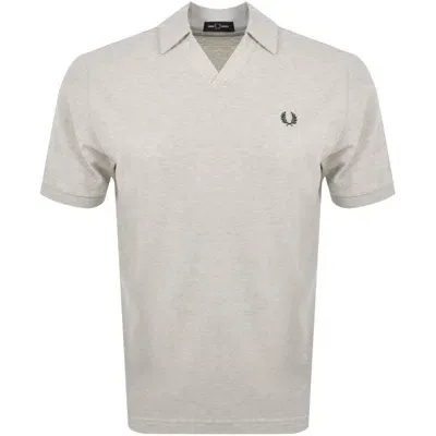 Fred Perry Open Collar Polo T Shirt Beige