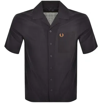 Fred Perry Pique Textured Collar Shirt Grey