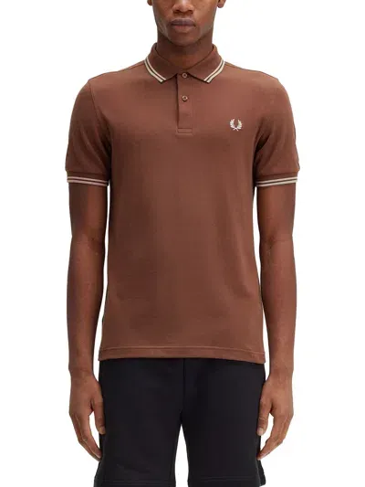 Fred Perry Logo-embroidered Polo Shirt In Brown