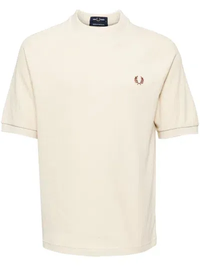 Fred Perry Ribbed Raglan T-shirt In Neutrals