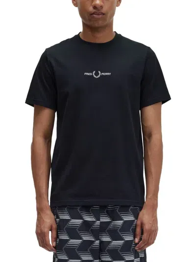 Fred Perry Embroidered T Shirt Black