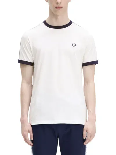 Fred Perry Ringer Logo-tape T-shirt In White