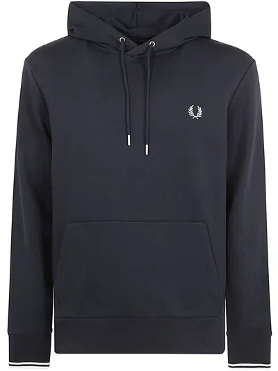 Fred Perry Tipped Hooded Sweatshirt In Blue