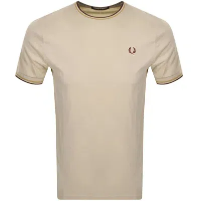 Fred Perry Twin Tipped T Shirt Beige