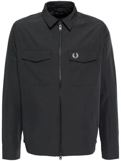 Fred Perry Zip-up Shirt Jacket In Black