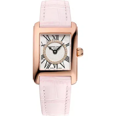 Frederique Constant Classic Leather Strap Watch, 21mm X 23mm In Rose Gold