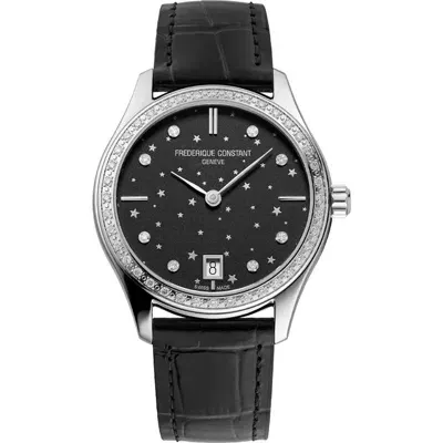 Frederique Constant Classic Leather Strap Watch, 36mm In Silver