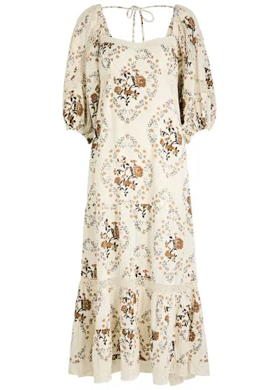 Free People All The Attitude Floral-print Cotton Maxi Dress In White