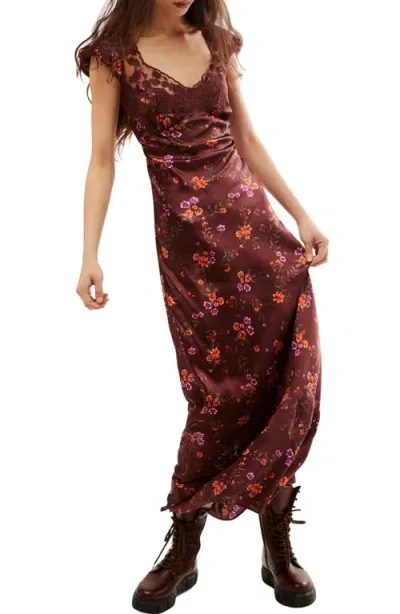 Free People Butterfly Babe Polka Dot Cutout Maxi Dress In Brown