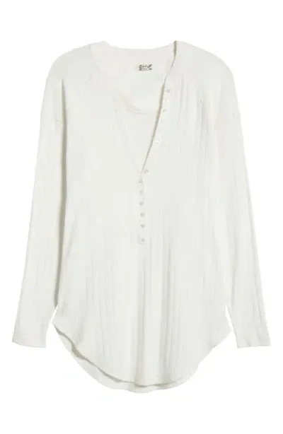 Free People Coffee Chat Pointelle Cotton Lounge Top In Sugar Swiz