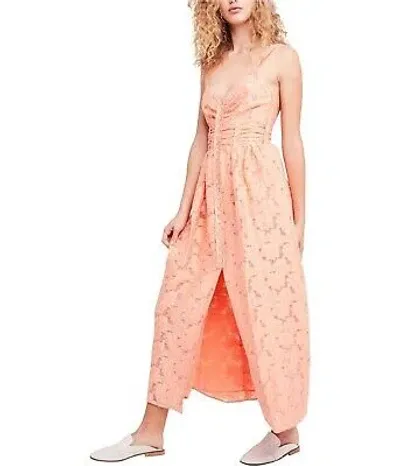 Pre-owned Free People Damen Frisch Als Ein Daisy A-linie Maxi Kleid In Orange