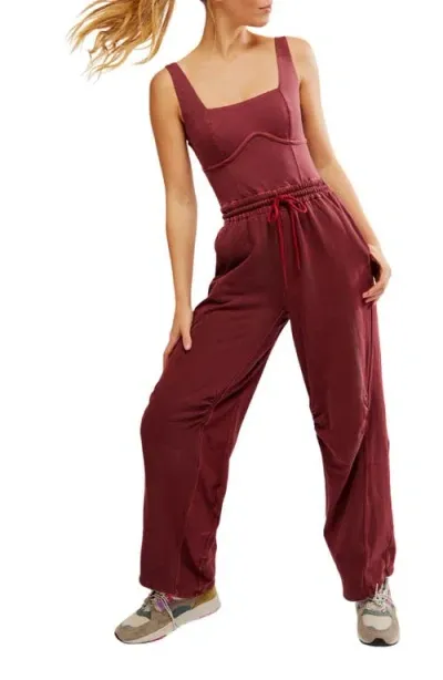 Free People Fp Movement Inbound Stretch Cotton Jumpsuit In Crimson