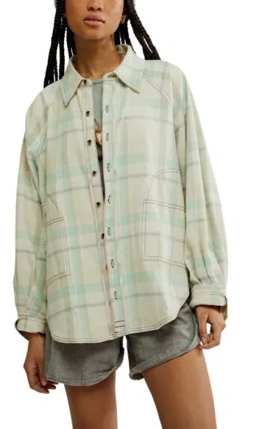 Free People Girl Meets Boy Plaid Shirt In Tea Combo