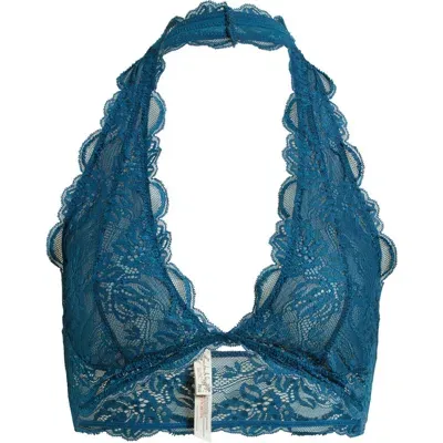 Free People Last Dance Lace Halter Bra In Legion Blue