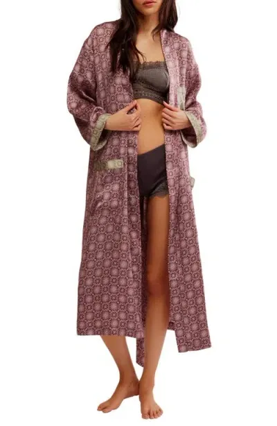 Free People Oasis House Robe In Raisin Combo