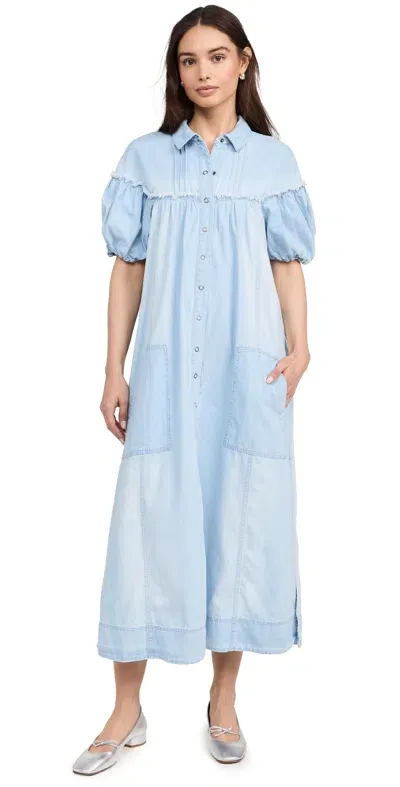 Free People Women's On The Road Denim Maxi Dress In Bluebell