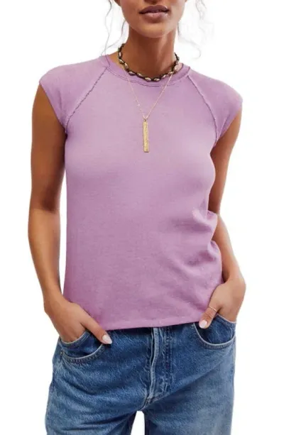 Free People Riley Seamed T-shirt In Mauve Mouse