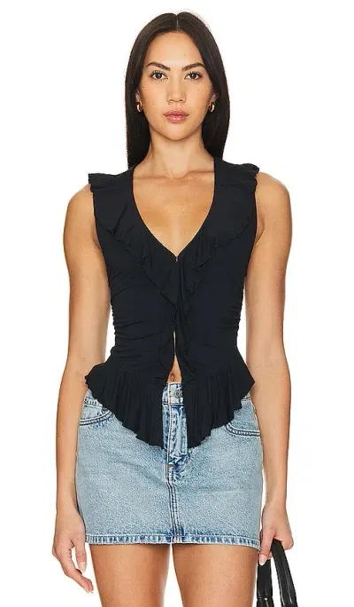 Free People Ruffle Me Away Tank In 黑色