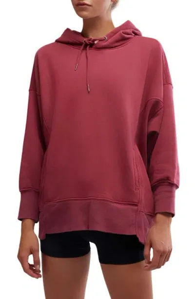 Free People Sprint To The Finish Oversize Cotton Blend Hoodie In Sour Cherry