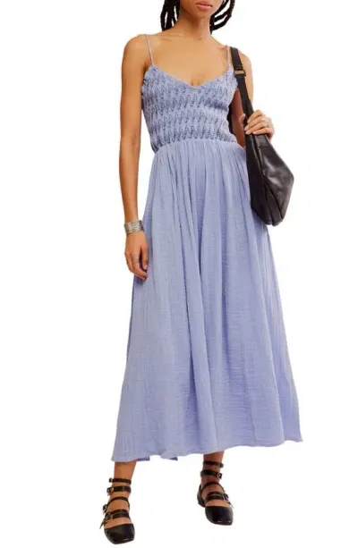 Free People Sweet Nothings Cotton Gauze Maxi Sundress In Blue Heron