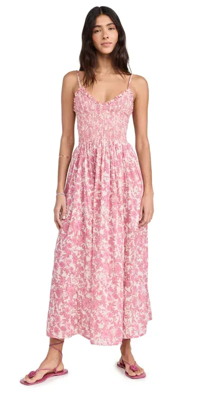 Free People Sweet Nothings Midi Dress Pink Combo