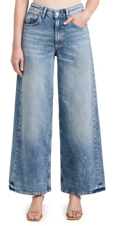 Free People Waterfalls Baggy Wide Leg Jeans Outlaw In Blue