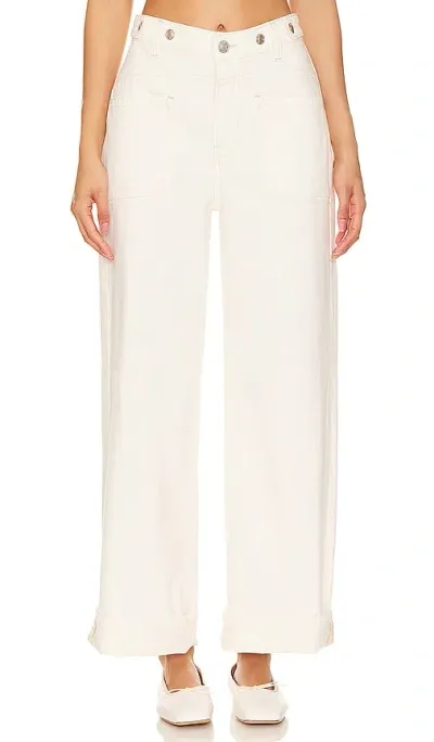 Free People X We The Free Palmer Cuffed Wide Leg In 蛋壳白