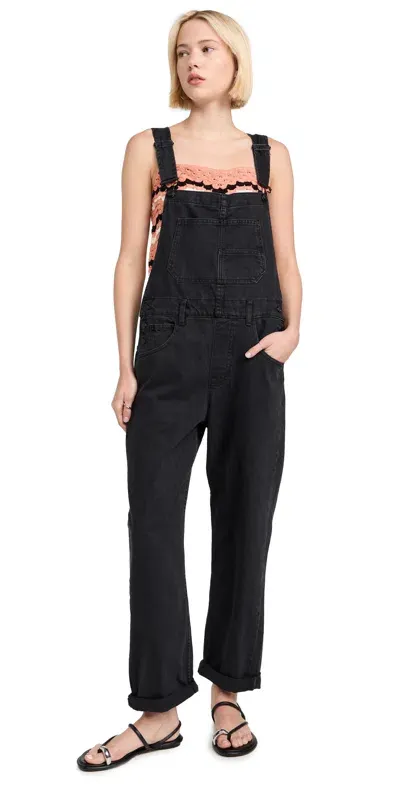 Free People Ziggy Denim Overalls Mineral Black