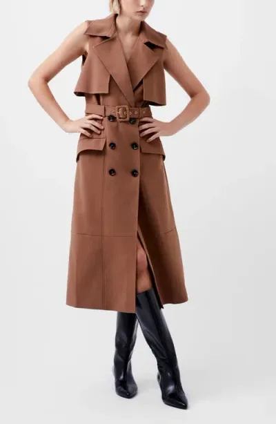 French Connection Azra Sleeveless Trench Coat Dress In Brown