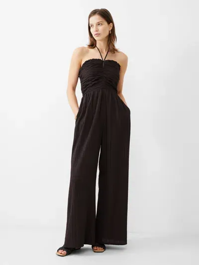 French Connection Bonny Pleated Strappy Halterneck Jumpsuit Chocolate Torte In Brown