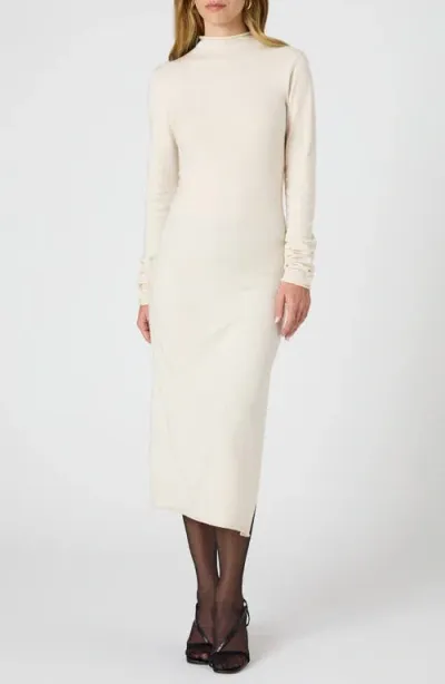 French Connection Cosysoft Long Sleeve Slit Sweater Dress In Oatmeal Melange