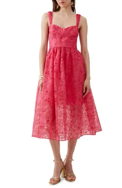 French Connection Sleeveless Lace Midi Dress In Pink