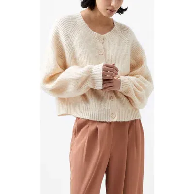 French Connection Fluffy Cardigan In Cream