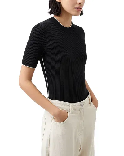 French Connection Mozza Short Sleeve Sweater In Black