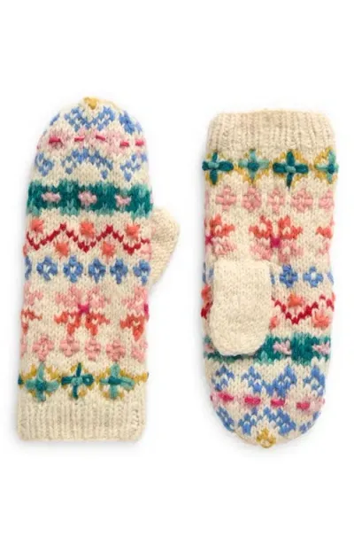 French Knot River Hand Knit Wool Mittens In Multi