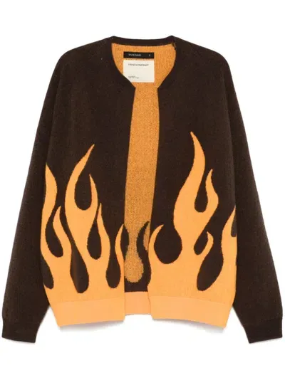 Frenckenberger Flame-jacquard Cardigan In Brown