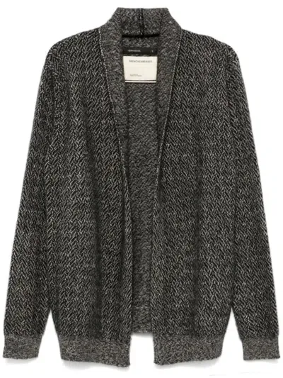 Frenckenberger Hanza Cardigan In Blocked Black/beige