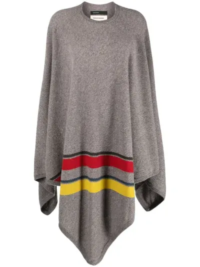 Frenckenberger Striped Cashmere Cape In Grey