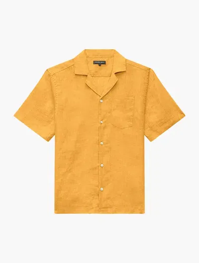 Frescobol Carioca Men's Solid Linen Camp Shirt In Golden Sun