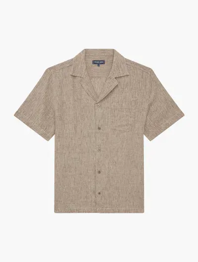 Frescobol Carioca Angelo Linen Bowling Shirt In Truffle