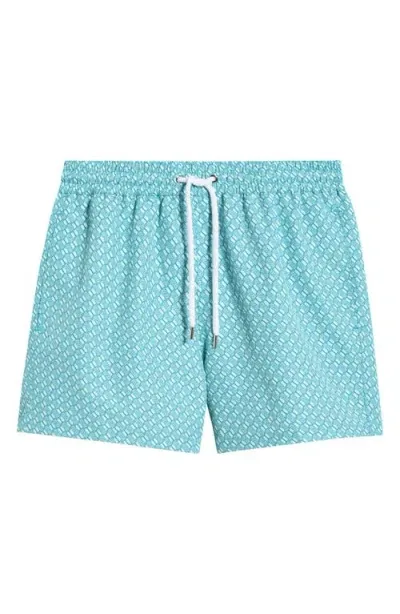 Frescobol Carioca Angra Swim Trunks In White Sand And Club Green