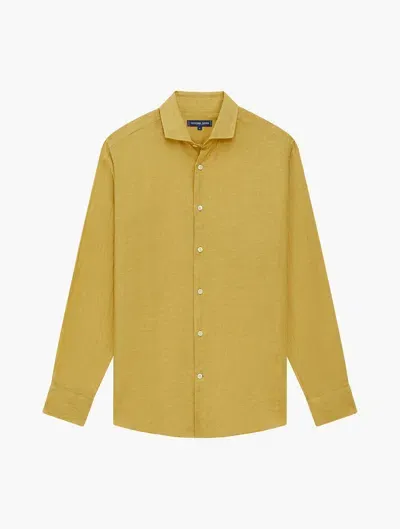 Frescobol Carioca Antonio Linen Shirt In Lemon