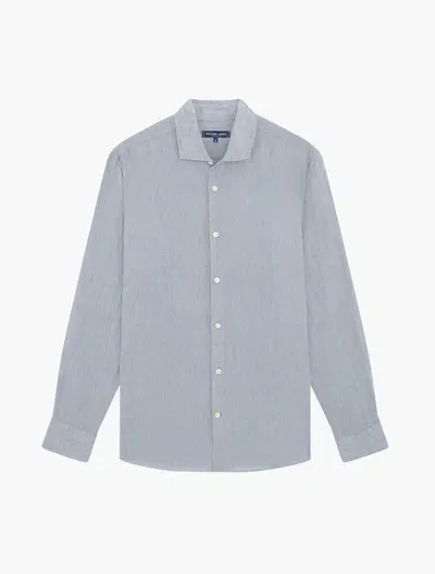 Frescobol Carioca Antonio Linen Shirt In Light Denim Blue