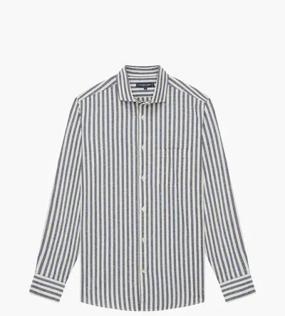 Frescobol Carioca Emilio Striped Cotton-piqué Shirt In Navy